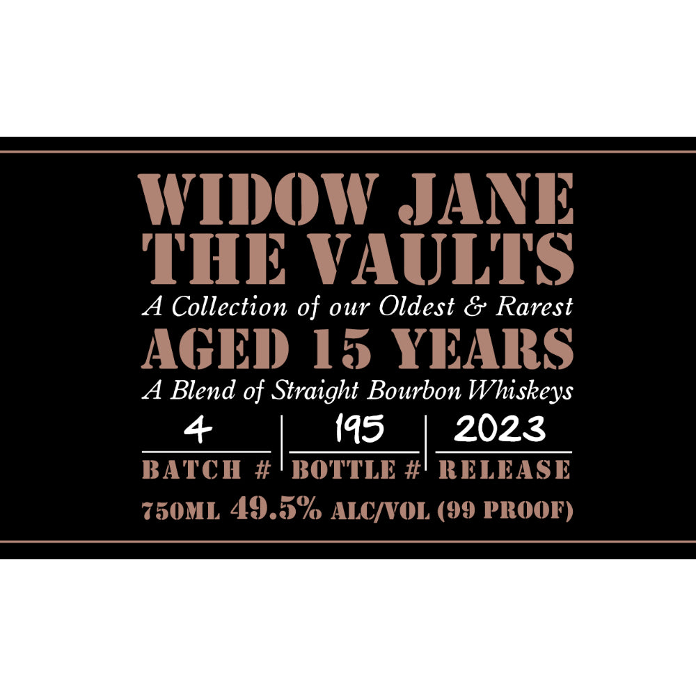 Widow Jane The Vaults 15 Year Old Bourbon 2023 Release - Hollywood Beverage