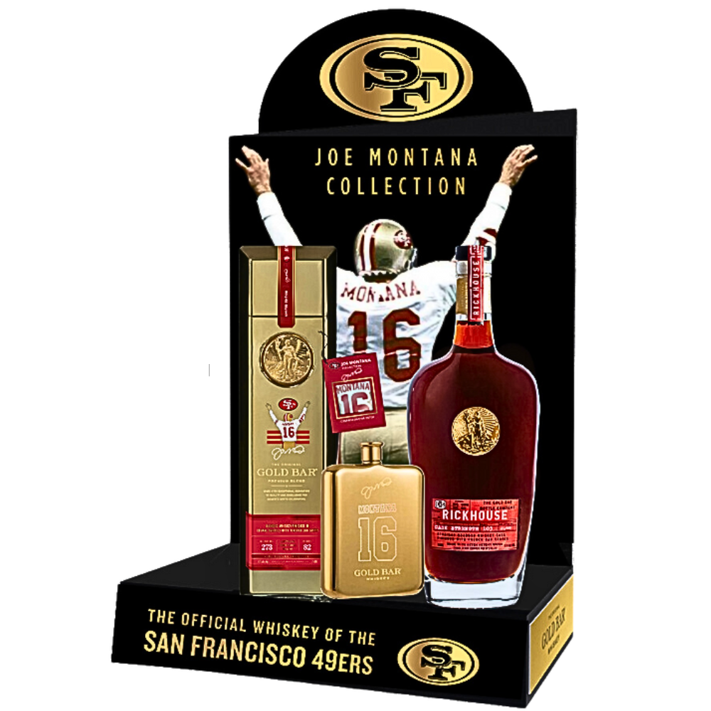 Gold Bar Whiskey Joe Montana 40th Anniversary Flask Limited Edition_Hollywood Beverage