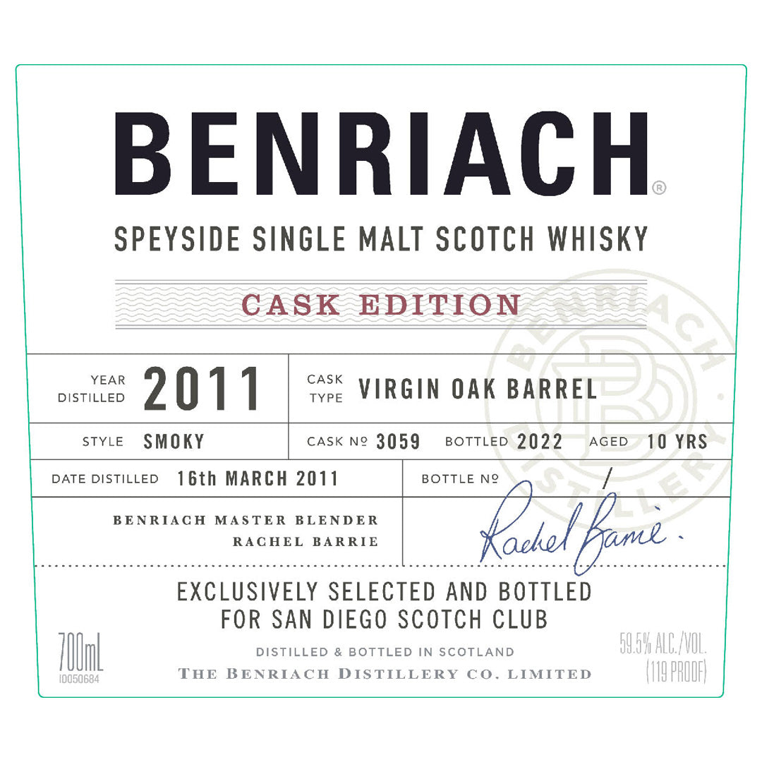 Benriach Single Malt Scotch Whiskey Cask Edition #3059 ‘San Diego Scotch Club Selection’ 750ml_nestor liquor