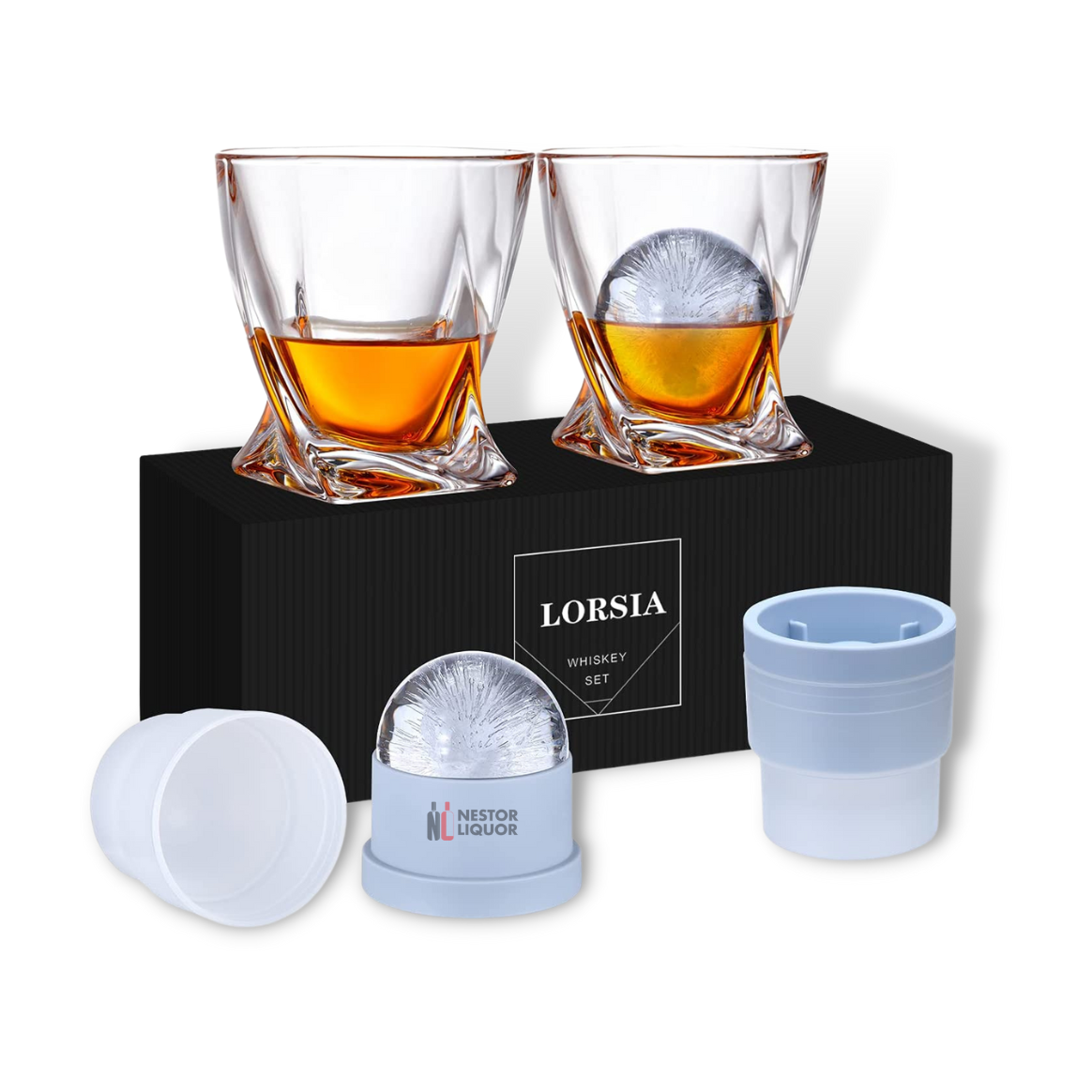 Lorsia Whiskey Rock Glass Set Gift Box 11oz_nestor liquor