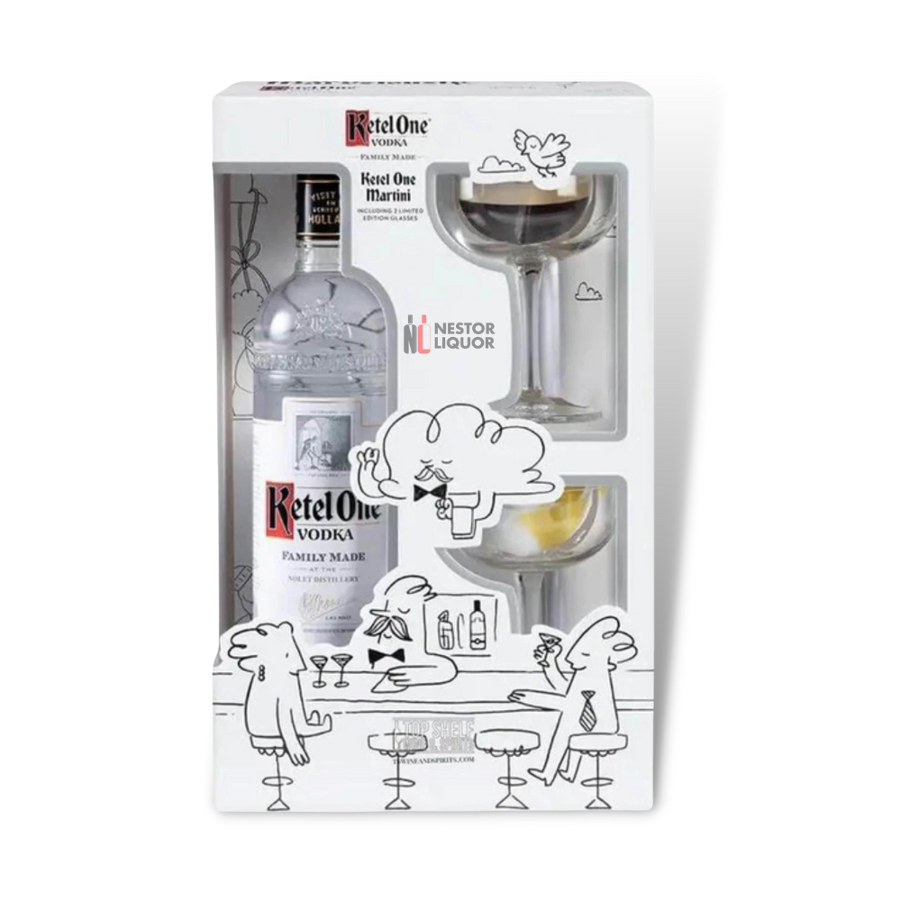 Ketel One Vodka Gift Set W/ Martini Glasses 750ml_nestor liquor