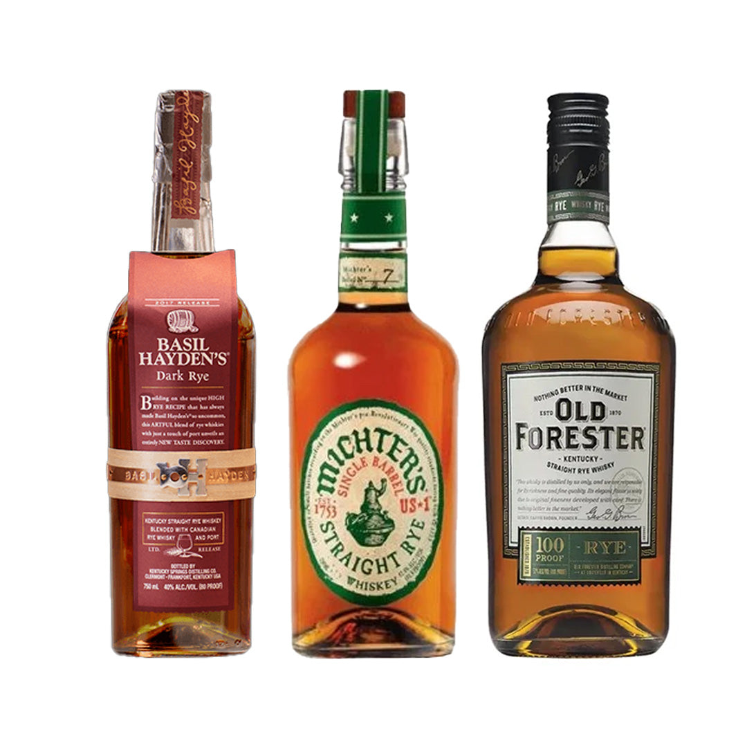 Michters Rye+ Basil Hayden Dark Rye+ Old Forester Rye Special_nestor liquor