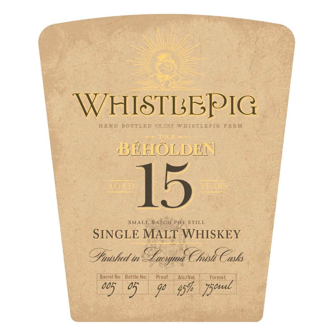 WhistlePig The Beholden 15 Year Old Finished In Lacryna Christi Casks 750ml_nestor liquor